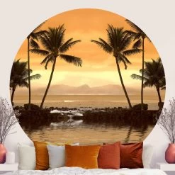 Runde Tapete - Caribbean Sunset I In Orange 12 Runde Tapete - Caribbean Sunset I In Orange -Petromax Store wallart runde tapete caribbean sunset i in orange 2