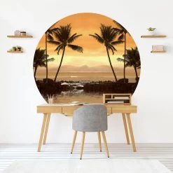 Runde Tapete - Caribbean Sunset I In Orange 13 Runde Tapete - Caribbean Sunset I In Orange -Petromax Store wallart runde tapete caribbean sunset i in orange 3
