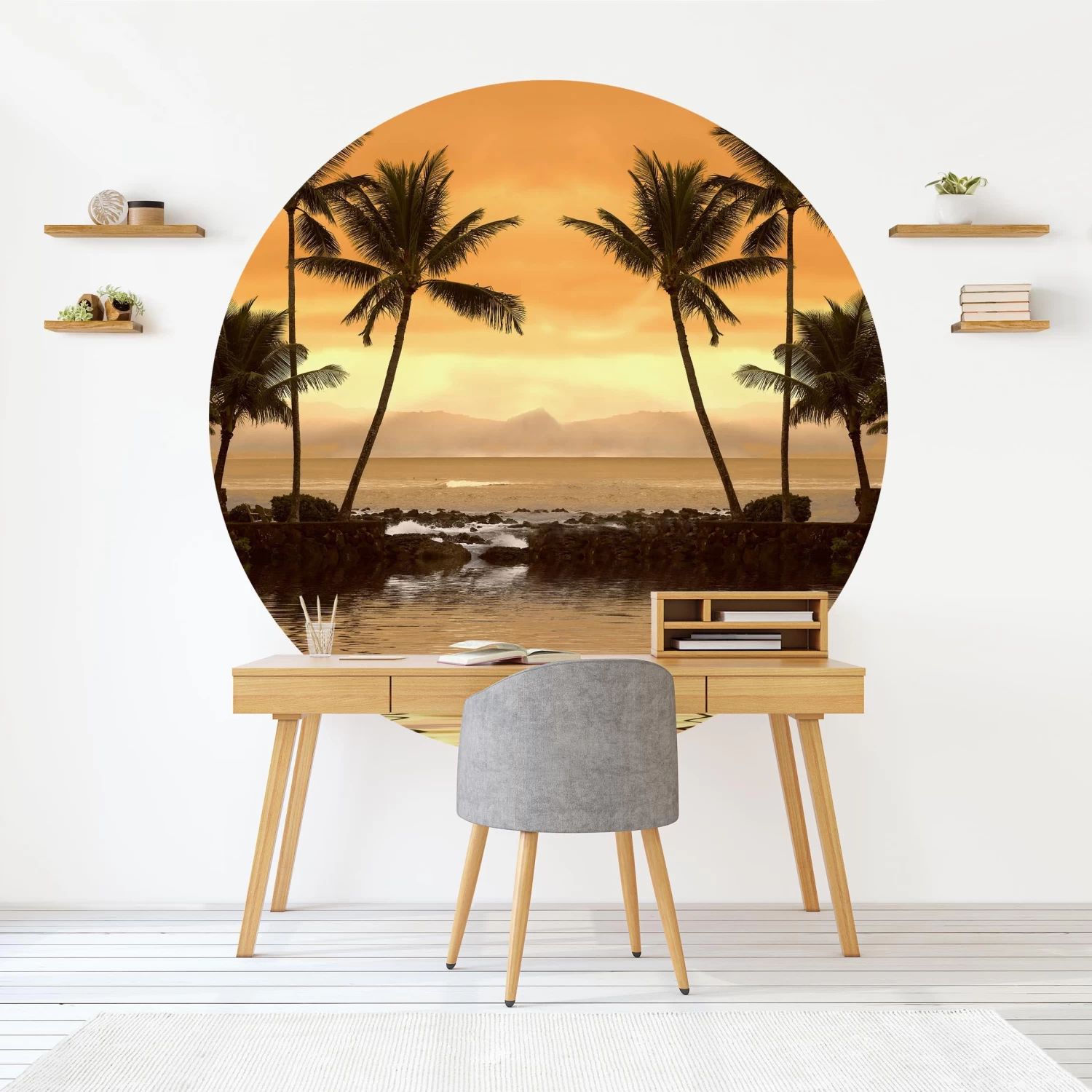 Runde Tapete - Caribbean Sunset I In Orange 6 Runde Tapete - Caribbean Sunset I In Orange – Bild 4
