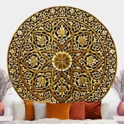 Petromax Store -Petromax Store wallart runde tapete edles mandala in holzoptik in braun 1