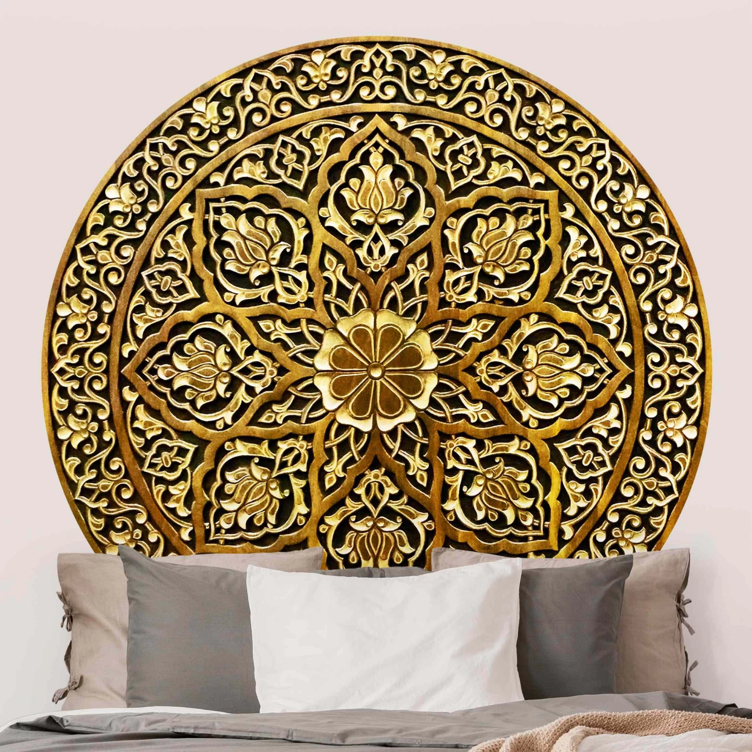 Runde Tapete - Edles Mandala In Holzoptik In Braun 5 Runde Tapete - Edles Mandala In Holzoptik In Braun – Bild 3