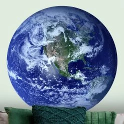 Runde Tapete - Erde Im Weltall In Blau -Petromax Store wallart runde tapete erde im weltall in blau 2