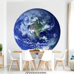 Runde Tapete - Erde Im Weltall In Blau -Petromax Store wallart runde tapete erde im weltall in blau 4