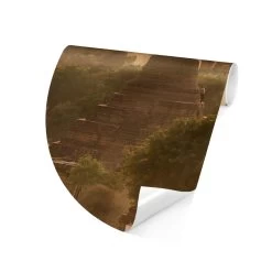 Runde Tapete - Sonnenuntergang über Bagan In Orange -Petromax Store wallart runde tapete sonnenuntergang uber bagan in orange 5