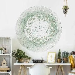 Runde Tapete - Türkiser Mikrokosmos II In Türkis -Petromax Store wallart runde tapete turkiser mikrokosmos ii in turkis 3