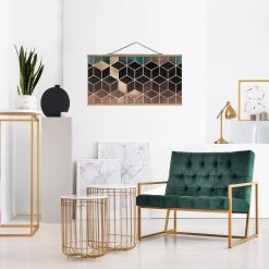 Stoffbild - E. Fredriksson - Türkis Rosé Goldene Geometrie In Türkis -Petromax Store wallart stoffbild e fredriksson turkis rose goldene geometrie in turkis 2