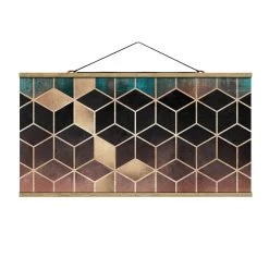 Stoffbild - E. Fredriksson - Türkis Rosé Goldene Geometrie In Türkis