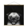 Stoffbild - Laura Graves - Illustration Hund Mops Malerei In Schwarz -Petromax Store wallart stoffbild laura graves illustration hund mops malerei in schwarz
