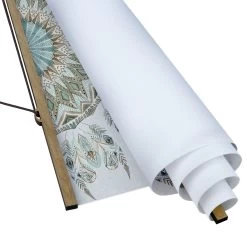 Stoffbild - Mandala Aquarell Federn Halbkreis Blau Grün In Blau -Petromax Store wallart stoffbild mandala aquarell federn halbkreis blau grun in blau 5