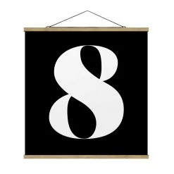 Stoffbild Mit Posterleisten - Antiqua Zahl 8 In Schwarz