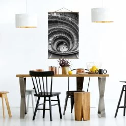Stoffbild Mit Posterleisten - Bramante Treppe In Schwarz-Weiß -Petromax Store wallart stoffbild mit posterleisten bramante treppe in schwarz weiss 2