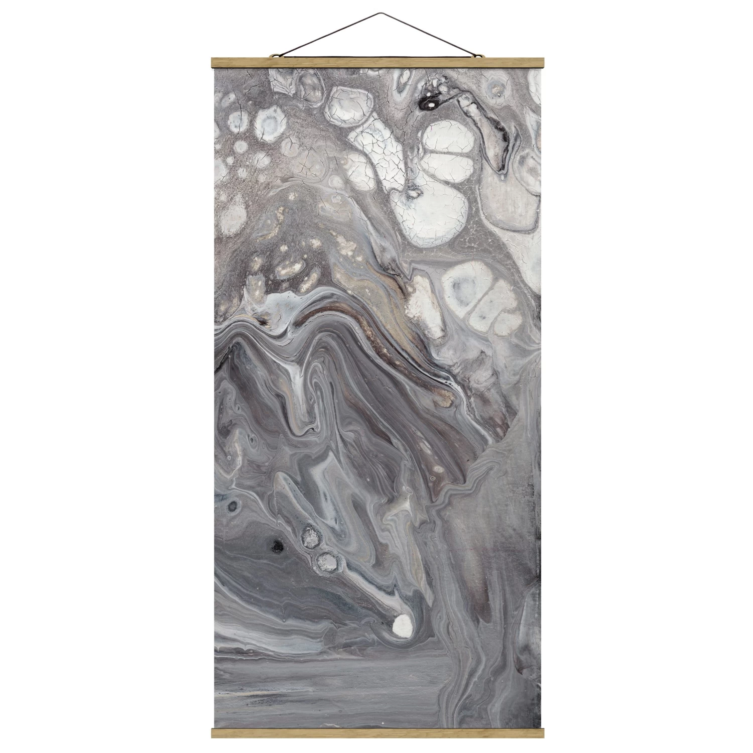 Stoffbild Mit Posterleisten - Gesteinsschmelze I In Grau 3 Stoffbild Mit Posterleisten - Gesteinsschmelze I In Grau