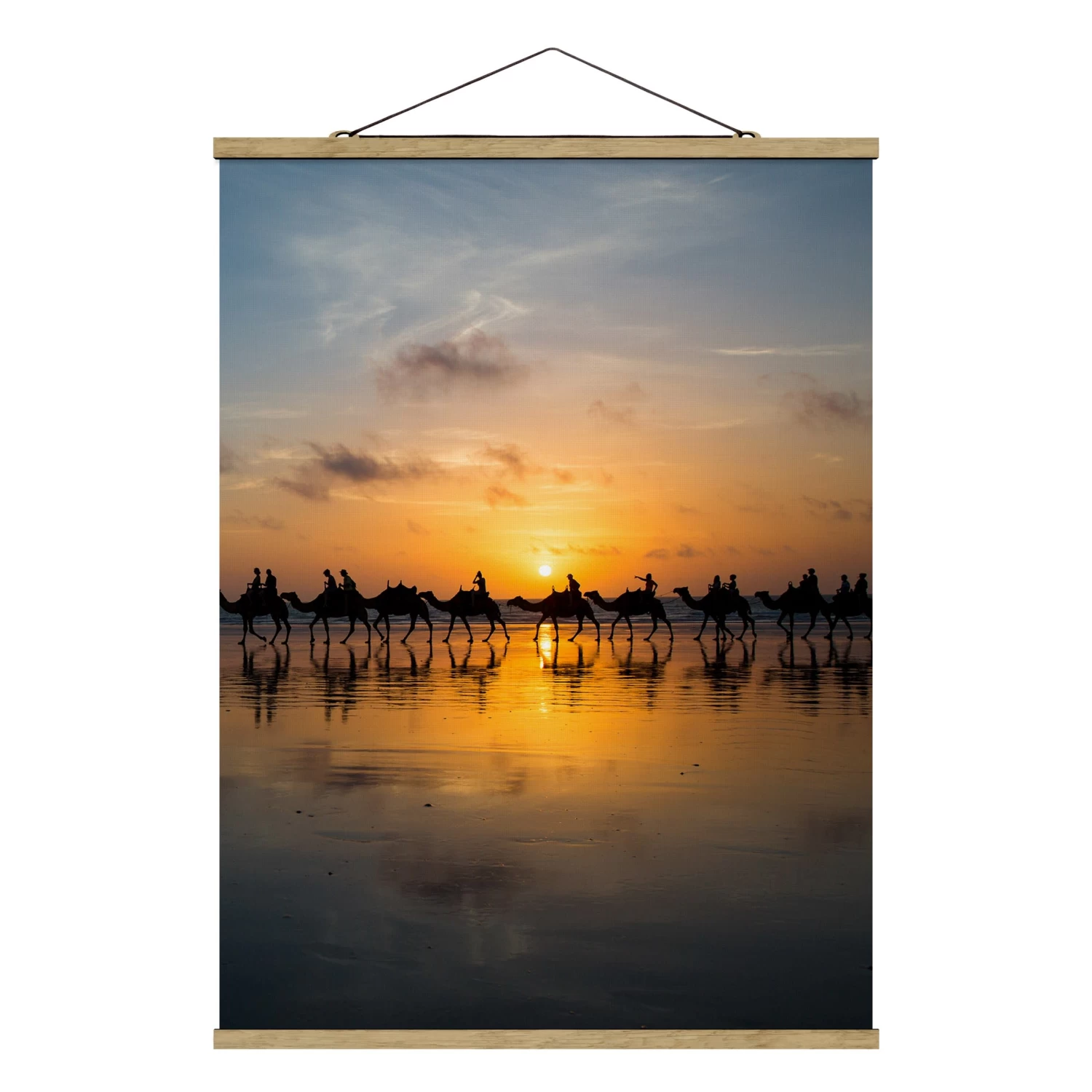 Stoffbild Mit Posterleisten - Kamele Im Sonnenuntergang In Orange 7 Stoffbild Mit Posterleisten - Kamele Im Sonnenuntergang In Orange – Bild 5