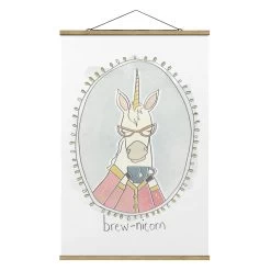 Stoffbild Mit Posterleisten - Koffeinhaltiges Einhorn In Weiß -Petromax Store wallart stoffbild mit posterleisten koffeinhaltiges einhorn in weiss 4