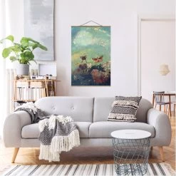 Stoffbild Mit Posterleisten - Odilon Redon - Schmetterlinge In Blau -Petromax Store wallart stoffbild mit posterleisten odilon redon schmetterlinge in blau 2