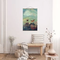 Stoffbild Mit Posterleisten - Odilon Redon - Schmetterlinge In Blau -Petromax Store wallart stoffbild mit posterleisten odilon redon schmetterlinge in blau 3