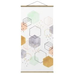 Stoffbild Mit Posterleisten - Sechseckige Streuung I In Pastell -Petromax Store wallart stoffbild mit posterleisten sechseckige streuung i in pastell 4
