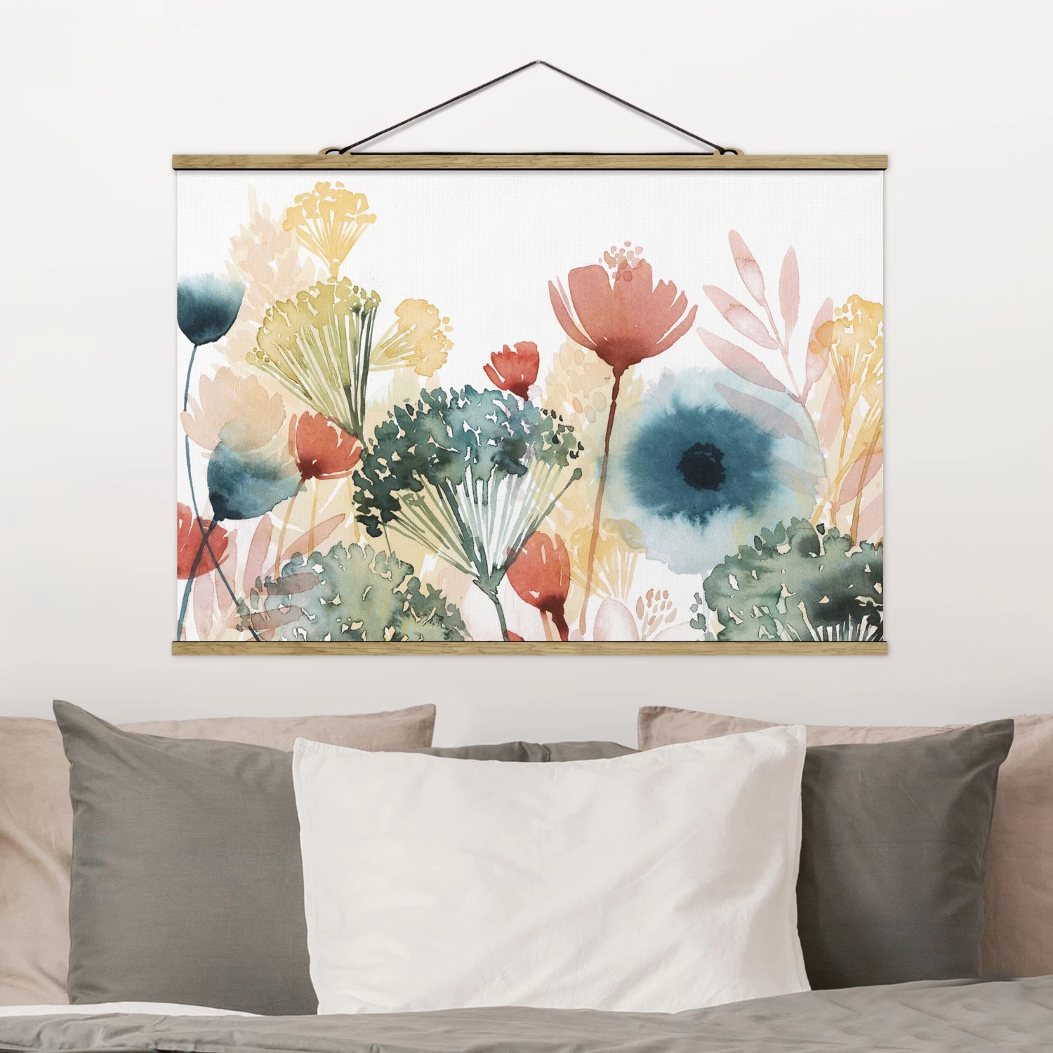 Stoffbild Mit Posterleisten - Wildblumen Im Sommer I In Weiß 4 Stoffbild Mit Posterleisten - Wildblumen Im Sommer I In Weiß – Bild 2