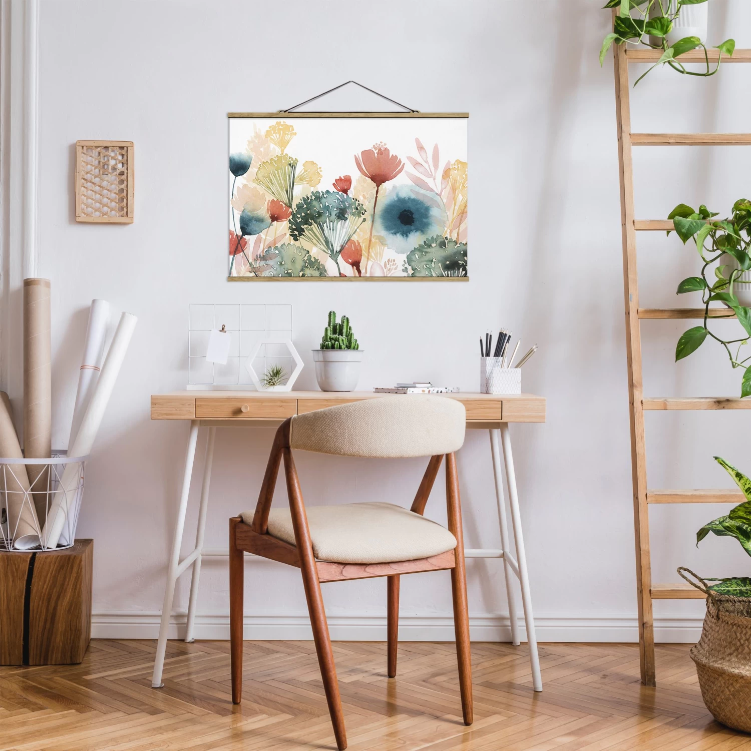 Stoffbild Mit Posterleisten - Wildblumen Im Sommer I In Weiß 6 Stoffbild Mit Posterleisten - Wildblumen Im Sommer I In Weiß – Bild 4