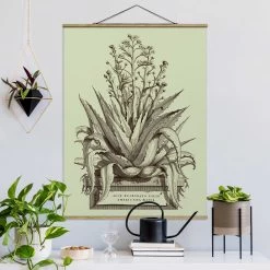Petromax Store -Petromax Store wallart stoffbild vintage aloe vera americana major in pastell 1