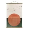 Stoffbild - Vogelschwarm Vor Aufgehender Sonne In Rot -Petromax Store wallart stoffbild vogelschwarm vor aufgehender sonne in rot