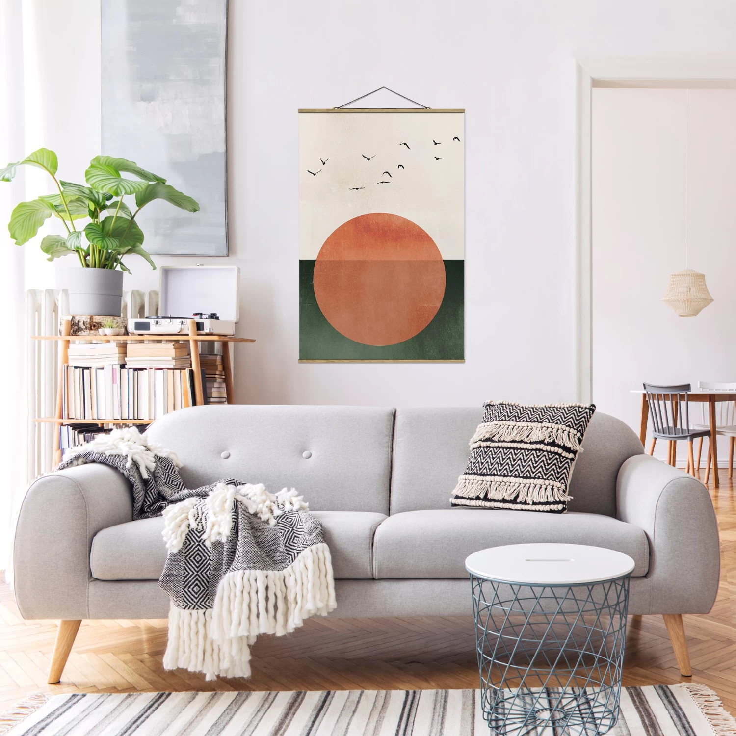 Stoffbild - Vogelschwarm Vor Aufgehender Sonne In Rot 5 Stoffbild - Vogelschwarm Vor Aufgehender Sonne In Rot – Bild 3