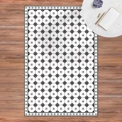 Vinyl-Teppich - Geometrische Fliesen Landhaus Mit Bordüre In Schwarz-Weiß 11 Vinyl-Teppich - Geometrische Fliesen Landhaus Mit Bordüre In Schwarz-Weiß -Petromax Store wallart vinyl teppich geometrische fliesen landhaus mit bordure in schwarz weiss 2