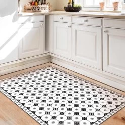 Vinyl-Teppich - Geometrische Fliesen Landhaus Mit Bordüre In Schwarz-Weiß 13 Vinyl-Teppich - Geometrische Fliesen Landhaus Mit Bordüre In Schwarz-Weiß -Petromax Store wallart vinyl teppich geometrische fliesen landhaus mit bordure in schwarz weiss 4