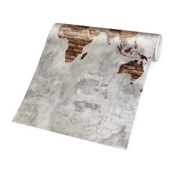 Vliestapete Smart - Shabby Beton Backstein Weltkarte In Grau -Petromax Store wallart vliestapete smart shabby beton backstein weltkarte in grau 5