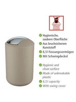 Wenko Schwingdeckeleimer Brasil Taupe L In Grau -Petromax Store wenko schwingdeckeleimer brasil taupe l in grau 6