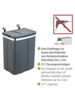 Wenko Tür-Abfalleimer, 12 Liter In Grau -Petromax Store wenko tur abfalleimer 12 liter in grau 2