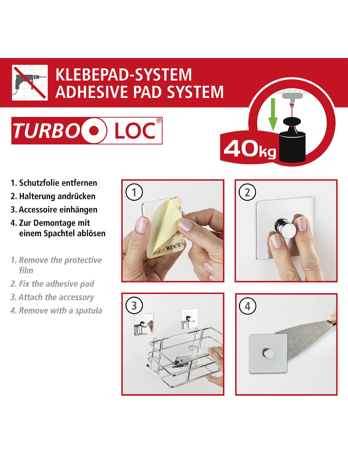 Wenko Turbo-Loc® Seifenspender Quadro In Chrom 7 Wenko Turbo-Loc® Seifenspender Quadro In Chrom – Bild 5