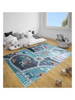 Teppich In Blau/ Grau -Petromax Store woody kids teppich in blau grau 2